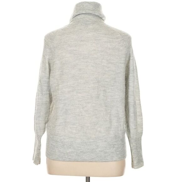 Quince Alpaca Wool Turtleneck Grey Oversized Super Soft Ribbed Sweater M - Picture 2 of 6